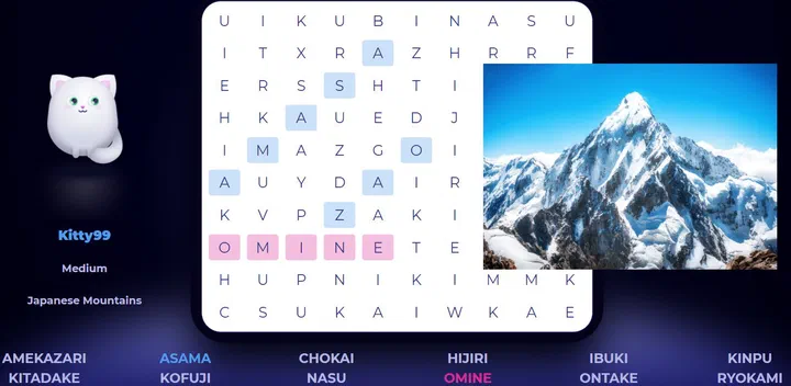 Aug, 11: Mountain Day with Word Search