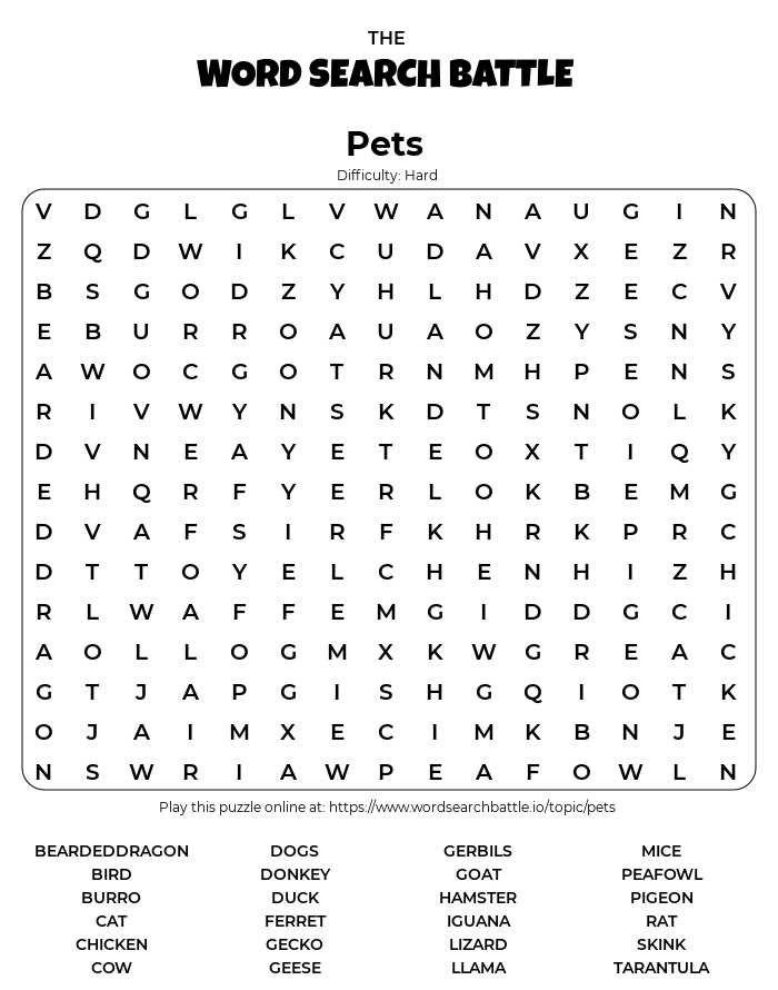 printable word search puzzles