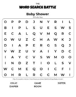 Printable Easy Baby Shower Word Search