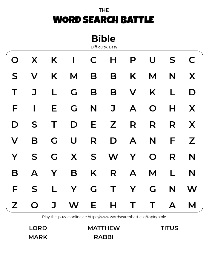 Free Printable Childrens Bible Word Search Puzzles Free Printable Templates