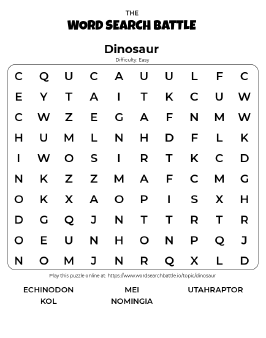 Printable Easy Dinosaur Word Search