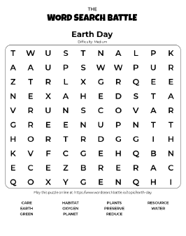 earth day word search play online print