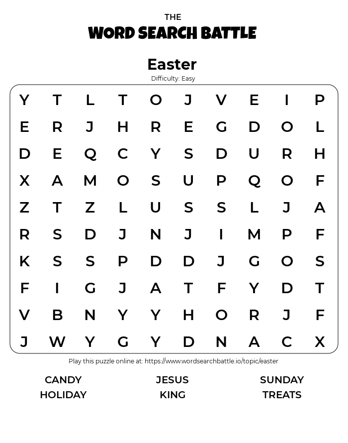 Printable Easter Word Search