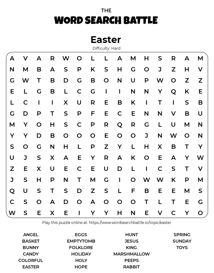 Printable Easter Word Search