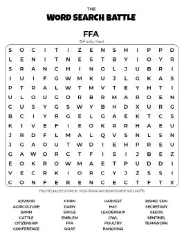 Printable FFA Word Search