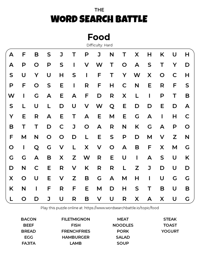 Food Word Search Puzzle Stock Illustrations – 819 Food Word Search