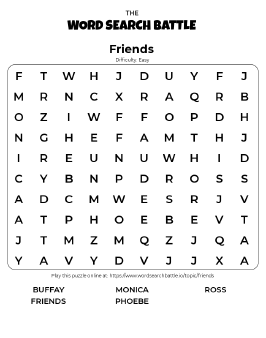 Printable Easy Friends Word Search
