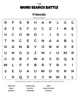 Printable Friends Word Search Preview