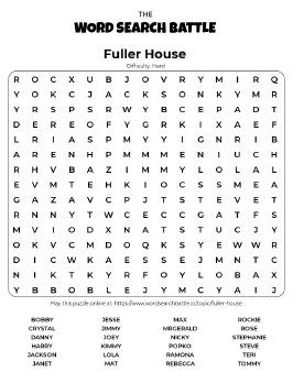 Printable Hard Fuller House Word Search