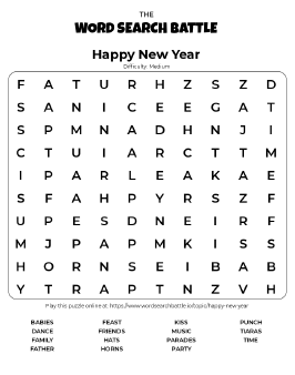 Printable Happy New Year Word Search Preview