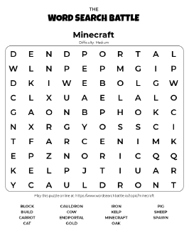 Printable Minecraft Word Search