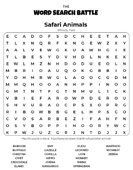 animal word search puzzles printable