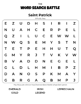 Printable Easy Saint Patrick Word Search