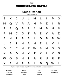Printable Saint Patrick Word Search Preview