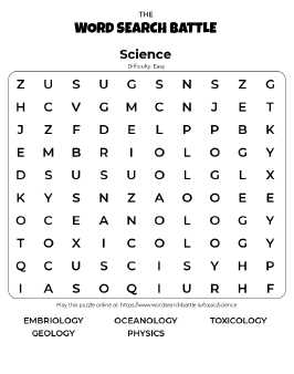 Printable Easy Science Word Search