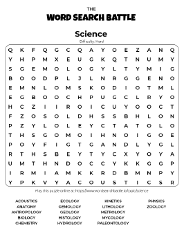 Printable Hard Science Word Search