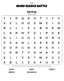 Printable Easy Spring Word Search