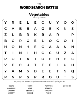 vegetables word search play online print