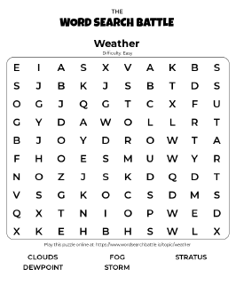 Printable Easy Weather Word Search